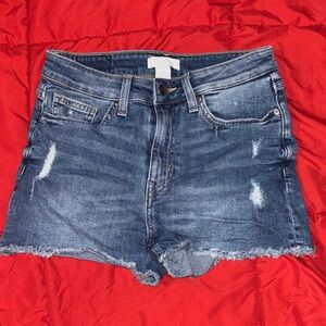H&M Dark Blue Distressed Jean Shorts